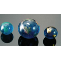 Blue Glass World Marble w/ Green Continents (0.9")